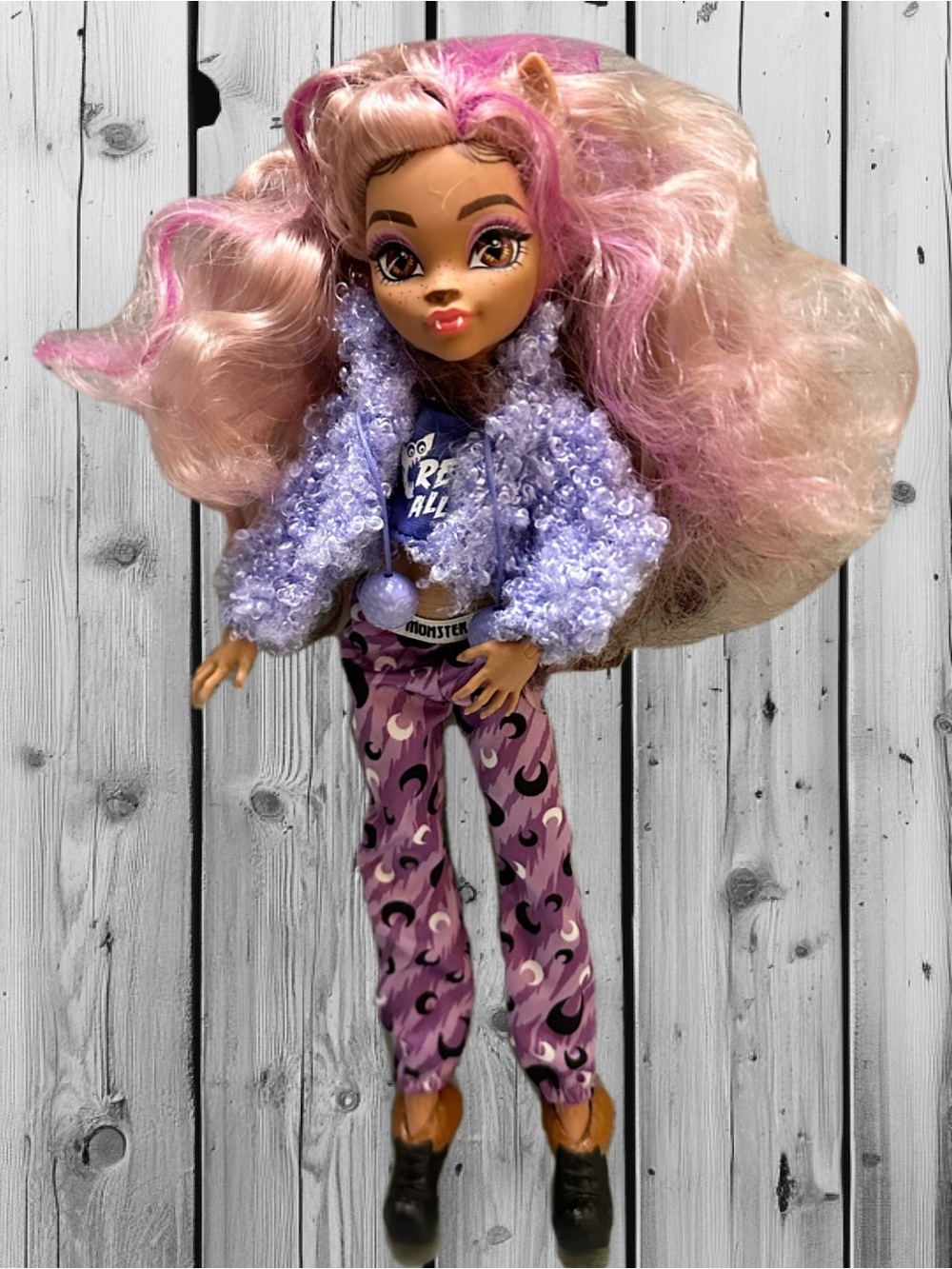 Monster High Clawdeen Wolf  Purple Pink Curly-Haired Fashion Doll